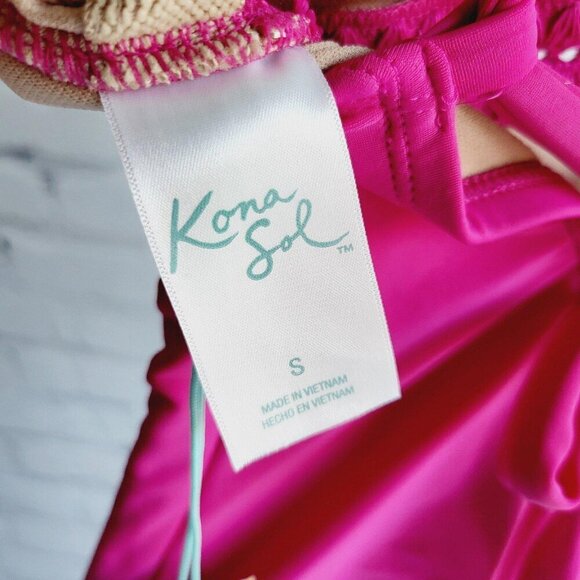 Kona Sol Women's Crochet Shell Stitch One Piece Swimsuit, BT7-BL - Picture 4 of 4